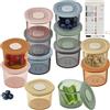 Moonkie Contenitori Pappa Neonati Silicone, 12 Pezzi Vasetti Pappa Neonati 4oz, Contenitori Brodo Svezzamento 100% Ermetici, Senza BPA, Contenitore Cibo Piccolo,per Lavastoviglie Freezer e Microonde