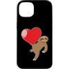 sloth two-fingered hanging animal lazy r Custodia per iPhone 13 Bradipo con un grande cuore