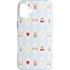 Preppy Coquette Teen Aesthetic Custodia per iPhone 16 Plus Iced Coffee - Occhiali da sole a forma di cuore con archetti e cuffie, colore azzurro
