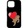 sloth two-fingered hanging animal lazy r Custodia per iPhone 16 Pro Max Bradipo con un grande cuore