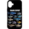 Shark Species Ocean Marine Biology Graph Custodia per iPhone 16 Plus Shark Expert Specie di squalo oceano Biologia marina Amante degli squali