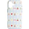 Preppy Coquette Teen Aesthetic Custodia per iPhone 16 Iced Coffee - Occhiali da sole a forma di cuore con archetti e cuffie, colore azzurro