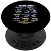 Shark Species Ocean Marine Biology Graph Shark Expert Specie di squalo oceano Biologia marina Amante degli squali PopSockets PopGrip Adesivo