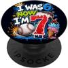 I Was Six Now Im Seven Baseball Birthday Avevo 6 anni Ora ho 7 anni 7th Birthday Boys Ice Cream Drip Baseball PopSockets PopGrip Adesivo