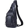 Hebetag Borsa a tracolla in pelle Escursionismo Daypack per uomo Donna Outdoor Travel Camping Fishing Crossbody Shoulder Chest Pack Backpack Nero