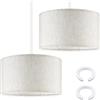 Weewooday 2 Pezzi Paralume in Tessuto con Anello Adattatore da E27 a E14 Paralume Rotondo in Lino Ø 30 x 20 cm per Lampada da Soffitto Lampada da Parete Lampada da Terra(Beige Chiaro)