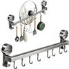 JUDACAIFU Barra a gancio per cucina senza foratura con ventosa | 8 ganci,40cm, si installa in 1 minuto | Barra con ganci in acciaio inossidabile rimovibile, ideale per utensili da cucina e da bagno
