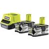 RYOBI Confezione da 2 batterie RYOBI 18V OnePlus 4.0Ah - caricabatterie 2.0Ah veloce agli ioni di litio RC18120-240