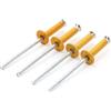 HONGWU 100 Pezzi Rivetti Esplosivi Tripli, Rivetti Ciechi Espansione Testa Piatta Dorati, 3,2mm 4mm Alluminio Rivetti Testa Tonda per Fai da Te, Mobili, Plastica, Legno, Vetro, Gomma(4.0X10mm)