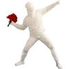 MiniGlypture Banksy Scultura del lanciatore di fiori, in resina, nera con rose rosse, decorazione street art per soggiorno (bianco)