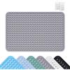 OUTALIZ Tappetino Doccia, 80 x 120 cm Tappeto Doccia Quadrato Lavabile in Lavatrice con Ventosa, Tappeto Bagno in PVC Antiscivolo, Tappetino Bagno Antiscivolo, per Vasca, Grigio