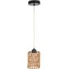 Finktonglan Lampada Boho in Juta Naturale - Regolabile fino 168 cm, E27 (senza lampadina), paralume nero, per soggiorno/camera/corridoio/cucina