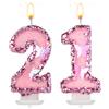 BOXOB Candeline con Numeri di Compleanno, 7,5cm Farfalla Glitterata Topper per Torta Buon Compleanno Paillettes Rosa Decorazioni per Cupcake con Numeri Nuziali per Anniversario Feste (21)