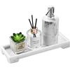 Luxspire Vassoio da Bagno, Vassoio Rettangolare in Resina, Organizer per Camera, Portaoggetti Resistente, Taglia S Vassoio per Shampoo Gioielli Asciugamano Sapone Pianta - Marmo Bianco