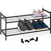 Relaxdays Scarpiera da Ingresso, 2 Ripiani in Acciaio, 6 Scarpe, Scaffale Portascarpe Impilabile, 33,5x70x26 cm, Nero