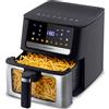 Berdsen Friggitrice ad aria calda XL, 6,5 l, con finestra e touchscreen, 1700 W, 8 programmi, lavabile in lavastoviglie