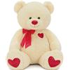 Morismos Orsacchiotto Gigante di Peluche Rosa 120cm, Rosso Orso XXL Morbido con Cuore Fiocco in Raso e Zampe Ricamate