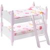 ERINGOGO Scale Miniature Wooden Bunk Bed for Dollhouse Decor Stylish Kids Room Furniture with Lovely Patterned Mattress