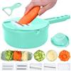 GHKLNY Tritatutto 7 in 1 - Grattugia per verdure con contenitore multifunzione - Con 6 lame in acciaio inossidabile - Per la cucina (verde, 7 in 1)