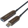 PremiumCord Cavo di Prolunga USB 3.2 Ottico 7m (AOC), Cavo USB Tipo a In Fibra Ottica, Cavo Dati Superspeed Jusqu'À 5Gbit/s, Cavo di Ricarica, USB 3.2 Gen 1, Femmina A Maschio, 9pin, Nero, 15m