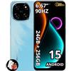 Blackview Color 6 | Smartphone Android 15 | 6,67 HD+ IPS 90Hz | 24GB RAM + 256GB (espandibile fino a 2TB) | 50MP + 13MP | Batteria 5000mAh | Dual SIM | LTE | 2 anni di garanzia | Blu Celeste