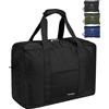 Vimapo Borsone da viaggio da uomo, 45 x 35 x 20 cm, 40 l, pieghevole, leggera, bagaglio a mano per imbarco compagnia aerea sotto il sedile, sport, weekender durante la notte, Nero, Sport, Viaggi