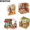 Robotime casa fai da te con mobili sala studio Simons caffè bambini casa delle bambole per adulti casa delle bambole in miniatura kit in legno giocattolo