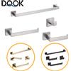 DQOK Set di accessori per il bagno Accessori per il bagno Gancio per accappatoio nero Porta asciugamani Barra per mensola Porta carta velina Porta spazzolino