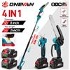 ONEVAN Forbici per motoseghe elettriche con palo telescopico senza spazzole da 8 pollici 5500W Strumento di potatura da giardino a ramo alto per batteria 21V 18V