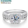 KNOBSPIN 1ct D Color Moissanite Ring per le donne GRA Certified Lab Diamond fidanzamento fede nuziale anello di lusso in argento Sterling 925