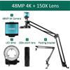 YIZHAN Microscopio 4K per elettronica Microscopio digitale da 48 MP Fotocamera opzionale Obiettivo 1-150x Luce a LED Staffa pieghevole Telefono Pcb Saldatura