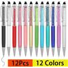NONE Set di 12 Penne a Sfera in Cristallo, Penna Stylus 2 in 1 Sottile con Glitter e Diamanti, Penne Capacitive per Scrittura