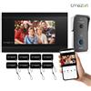 TMEZON 2 fili TMEZON WiFi videocitofono campanello citofono 7 pollici 1080P Touchscreen Monitor APP/Swipe/Card 4 in1 sblocca tuya app
