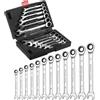 TLGREEN Set di Chiavi a Cricchetto 12 Pezzi, Chiave a Cricchetto, Chiave Combinata, Set di Chiavi a Anello 8-19mm