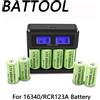 BATTOOL 2800mAh Ricaricabile 3.7V Li-Ion 16340 Batterie CR123A Batteria per Torcia LED Caricatore da muro da viaggio 16340 Batteria CR123A