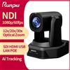 Runpu Telecamera PTZ per Conferenze NDI Runpu 1080P/60fps con Zoom 12/20/30x, Tracciamento Automatico AI, Uscite SDI HDMI USB, Supporto POE