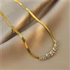 DIEYURO Collana in acciaio inossidabile 316L con zirconi di cristallo bianco verde per le donne Regalo di nozze a catena piatta con serpente da donna di design di lusso