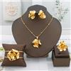 NONE Orecchini pendenti placcati in oro africano per donna Set di gioielli con fiori di lusso Dubai Italia Lady Fashion Bracciale Anello Regalo per feste