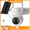 WONSDAR Telecamera IP Solare Wireless da Esterno con Batteria Integrata WiFi PTZ, Telecamera di Sorveglianza Video HD con Lunga Autonomia in Standby ICSee