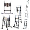 DayPlus Scala telescopica diritta da 5 m Scala pieghevole robusta in acciaio inossidabile con telaio ad A Scala di estensione 2 in 1 da 16,5 piedi per uso domestico 330 libbre/150 kg