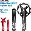 TANKE Manovella per bicicletta Foro quadrato Pignone 104BCD 170mm Rosso Nero Manovella rotonda 32/34/36/38/40/42/44T Piatti stretti MTB Guarnitura