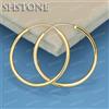 SHSTONE Orecchini lisci in oro 18 carati da 35 mm per le donne Festa di nozze Banchetto Gioielli con ciondoli di moda Orecchini a cerchio in argento sterling 925