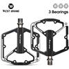 WEST BIKING 3 Cuscinetti Pedali per bicicletta Lega di alluminio MTB Mountain Road BMX Pedale per bici Pedali piatti antiscivolo Accessori per ciclismo