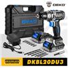 DEKO Kit combinato trapano a batteria senza spazzole 20V Mini cacciavite elettrico Utensili elettrici a 2 velocità per la lavorazione del legno