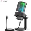 FIFINE Microfono USB FIFINE per la registrazione e lo Streaming su PC e Mac, uscita cuffie e pulsante Touch-Mute, microfono con 3 modalità RGB-A8