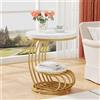 Tribesigns Gold Round End Table: tavolino in finto marmo a 2 livelli con ripiano, comodino moderno in oro bianco
