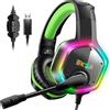 Oneodio Cuffie da gioco USB per PC/PS4/PS5 Cuffie cablate per computer con audio surround 7.1 con microfono con cancellazione del rumore Gamer con luce RGB
