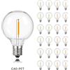 Genixgreen 25PCS PET G40 Globo Lampada a filamento a LED Lampadina E12 Base 110V 220V 2200K Dimmerabile String Light Sostituzione Lampadina in plastica infrangibile