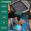 YIZHAN Microscopio per saldatura YIZHAN 2K HDMI USB 130X con obiettivo C-Mount 38MP, registrazione video e foto, misurazione per riparazione PCB, base in metallo rinforzata