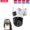 ZOSI C298 Telecamera di sicurezza PTZ WiFi cablata 4K 8MP doppia lente (2x4MP) da esterno con telecamera di sorveglianza grandangolare 8X con zoom ibrido 360